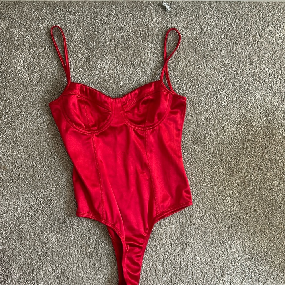 Silk red bodysuit